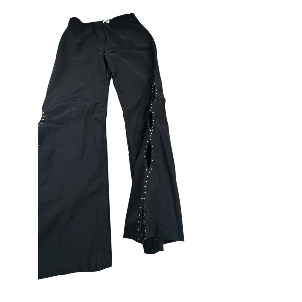 Cache Black Studded Side Slit Flare Pants Wide Leg Y2K Glam Rock 25x27 READ - Picture 2 of 9